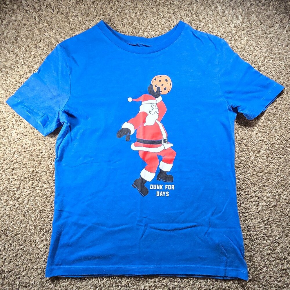 Old Navy Santa Dunk "Dunk for Days" Christmas T-shirt Youth Size Large (10-12)